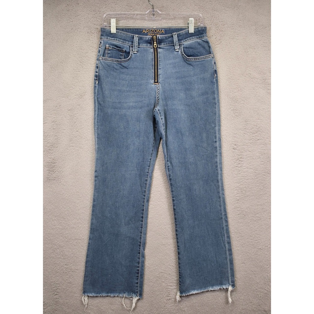 Arizona Jeans Juniors 7 Blue Wide Cropped Leg Raw Hem Light Wash Denim Y2K Style